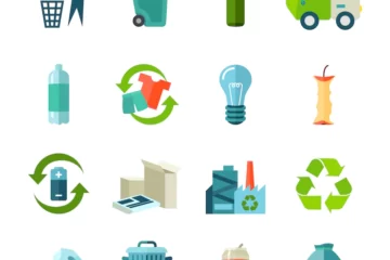recycling icons set with waste types collection flat 1284 10486